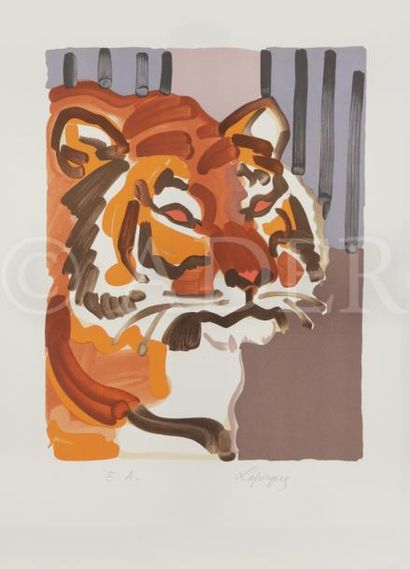 null Charles LAPICQUE (1898-1988)
Le Tigre, 1961
Lithographie.
Signée et annotée...