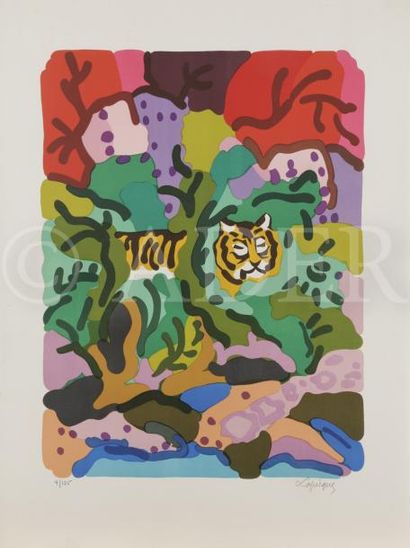 null Charles LAPICQUE (1898-1988)
Tigre dans la jungle, 1961
Lithographie.
Signée...