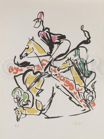 null Charles LAPICQUE (1898-1988)
Le Steeple chase, 1952
Lithographie.
Signée et...