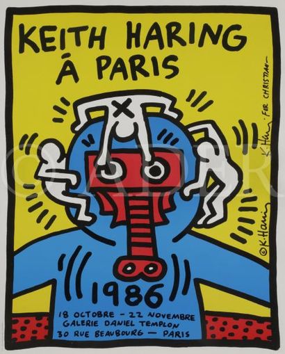 null Keith HARING [américain] (1958-1990)
Keith Haring à Paris, 1986
Affiche sérigraphique.
Signée...
