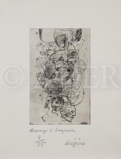 null Ladislas KIJNO (1921-2012)
Hommage à Gauguin
Eau-forte.
Signée et titrée en...