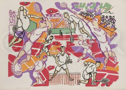null Charles LAPICQUE (1898-1988)
Le Tennis, 1965
Lithographie.
Signée et annotée...