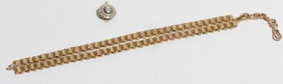 null Lot de 2 bijoux en or 18K (750) comprenant : un bracelet articulé de petits...