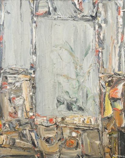 Claude JOUHANNEAU Atelier à la palette, 1974-94. Huile et sable sur toile. Signée...