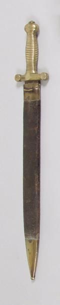 null Glaive d’infanterie modèle 1831. 
Poignée en bronze. Fourreau en cuir à deux...
