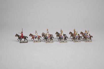 null CBG 
Dix cavaliers chevaliers gardes russes et un trompette de cosaques.
(petits...