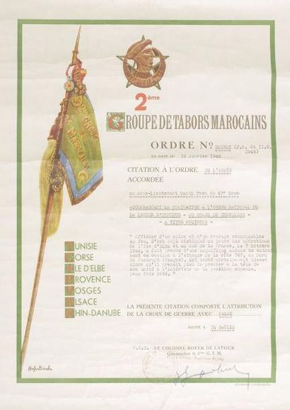 null 2e Groupement de Tabors marocains. 
- Trois citations accordées au Lieutenant...