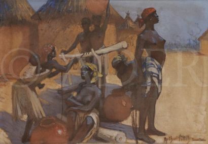 null Arthur FOACHE (1871-1967)
Africaines au puits
Huile sur toile.
Signée en bas...