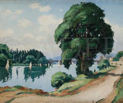null Gaston BALANDE (1880-1971)
Voiliers sur la Loire
Huile sur toile.
Signée en...