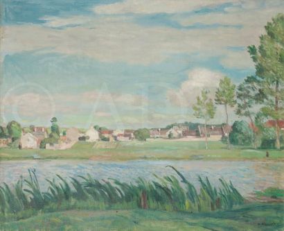 null Willem VAN HASSELT (1882-1963)
Village en bord de Loire
Huile sur toile.
Signée...