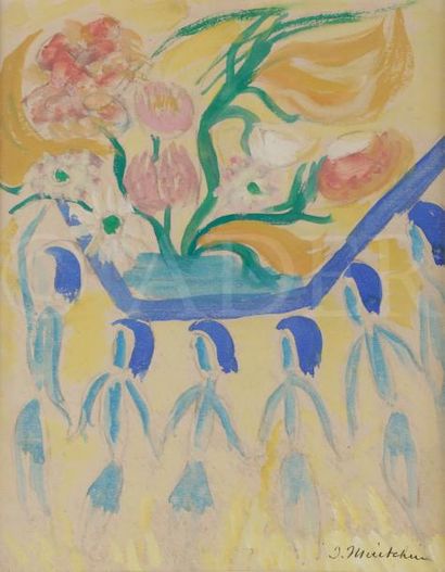null Isaac MINTCHINE (1900-1941)
Vase de fleurs
Gouache.
Signée en bas à droite.
31...