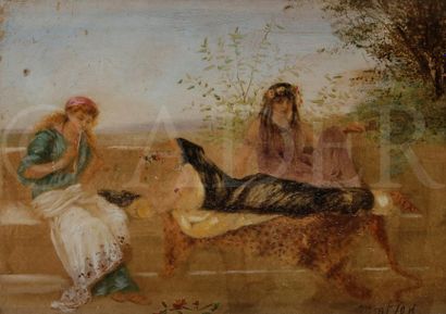 null Antoine Alphonse MONTFORT (1802-1884)
Trois femmes
Huile sur panneau.
Signée...