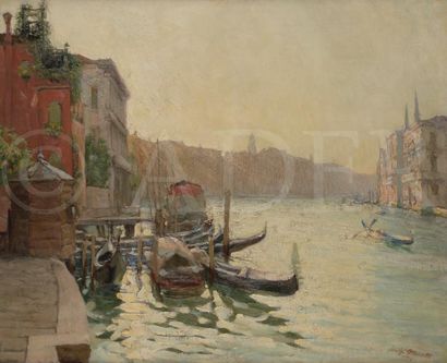 null Luigi MORETTI (1884-1950)
Venise, lumière brumeuse sur le canal, 1931
Huile...