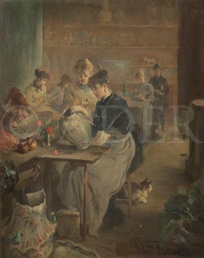 null Alexandre Céleste Gabriel PREVOST 
(1832-1910)
La Manufacture de faïence, l’atelier...