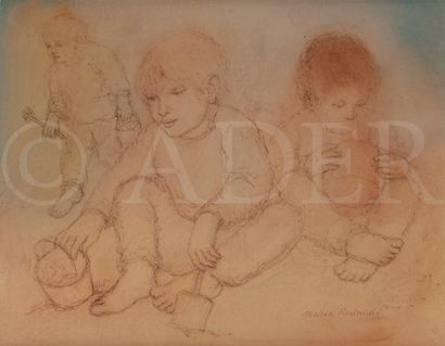 null Marek RUDNICKI (1927-2004)
Enfants
Encre et aquarelle.
Signée en bas à droite.
31.5...