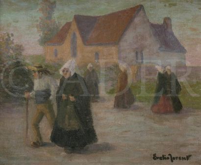 null Evelio TORENT (1876-1940)
Chapelle
Huile sur toile.
Signée en bas à droite.
Signée...