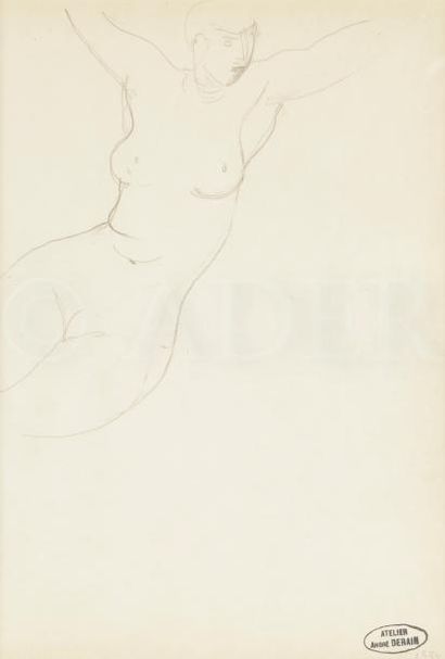null André DERAIN (1880-1954)
Femme nue aux bras levés
Dessin à la mine de plomb.
Porte...