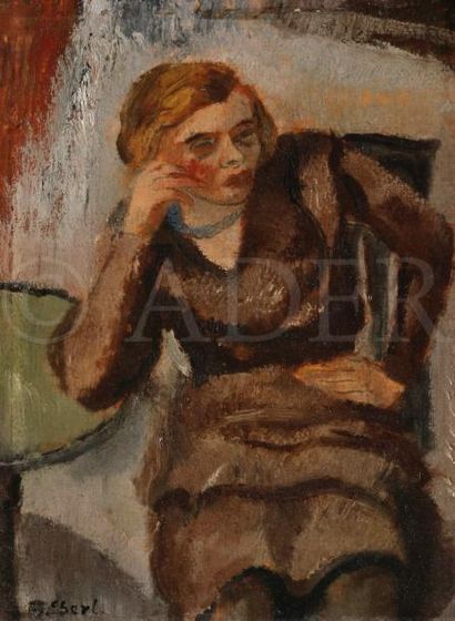 null François EBERL (1887-1962)
Femme au café
Huile sur panneau.
Signée en bas à...