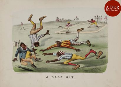 null Currier and Ives 
 A Base Hit. 1882. Lithographie par Th. Worth. 350 x 255....