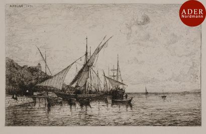 null Adolphe Appian (1818-1898)
 Le Port de Monaco. 1873. Eau-forte. 238 x 160. Curtis...