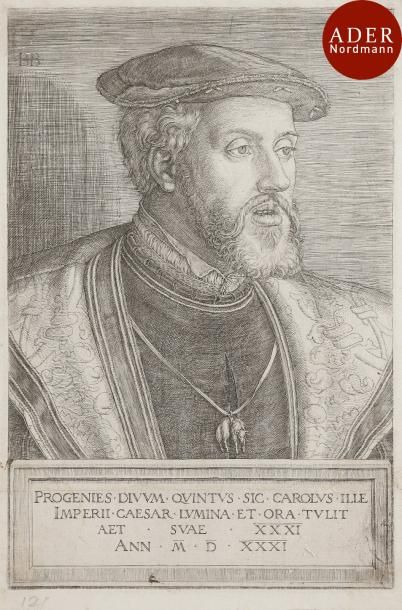 null Barthel Beham (1502-1540)
Portrait de l’empereur Charles Quint. 1531. Burin....