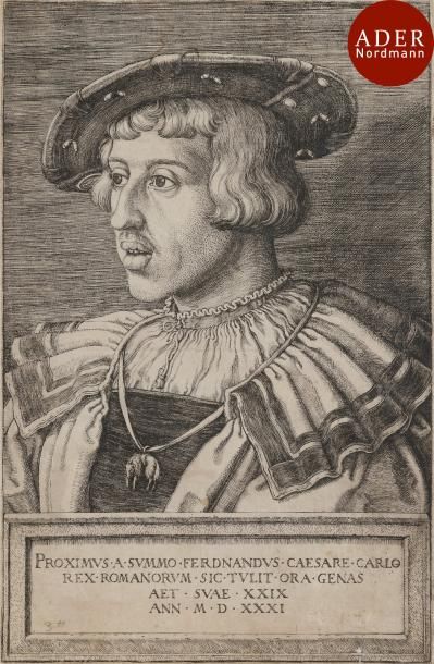 null Barthel Beham (1502-1540)
 Portrait de l’empereur Ferdinand Ier. 1531. Burin....