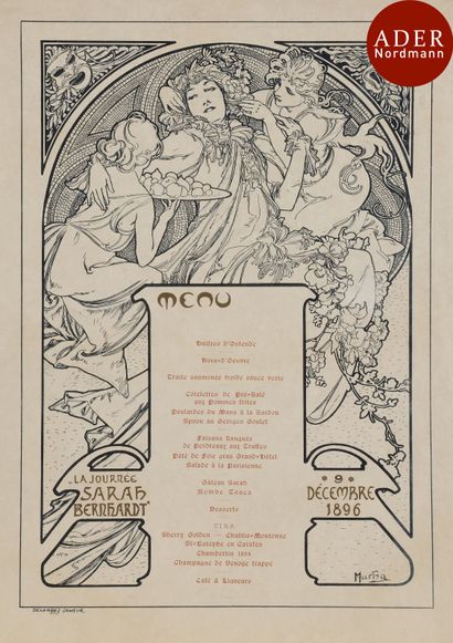 null Alphonse Mucha (1860-1939) (d’après)
 Menu pour la Journée Sarah Bernhardt,...