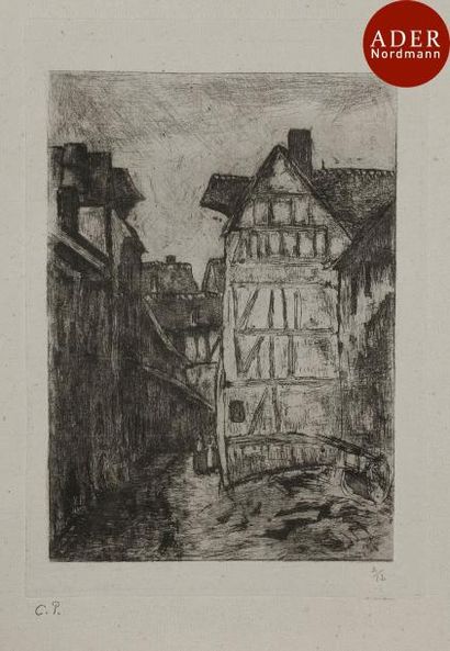 null Camille Pissarro (1830-1903)
 Rue Géricault à Rouen. 1896. Eau-forte. 155 x...