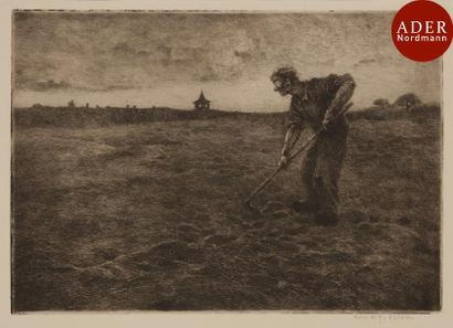 null Eugène Viala (1859-1913)
 Labor. Eau-forte et pointe sèche. 395 x 278. Très...