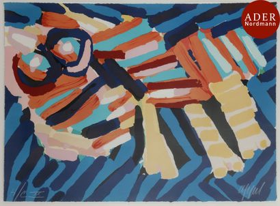 null Karel Appel (1921-2006)
 Chat. Vers 1970. Lithographie. 740 x 545. Impression...