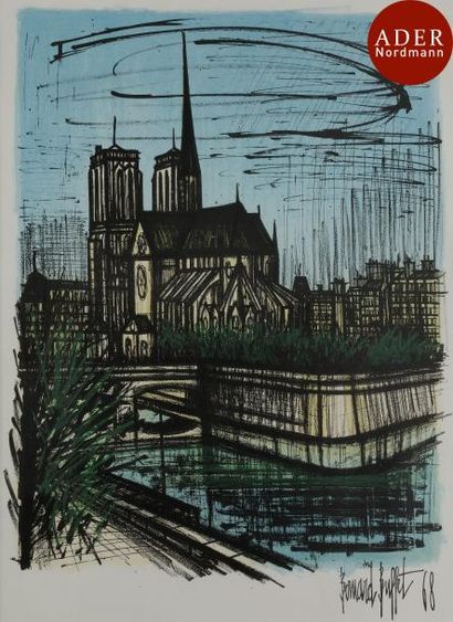 null Bernard Buffet (1928-1999)
 Le Jardin de l’évêché Notre-Dame. 1968. Lithographie....
