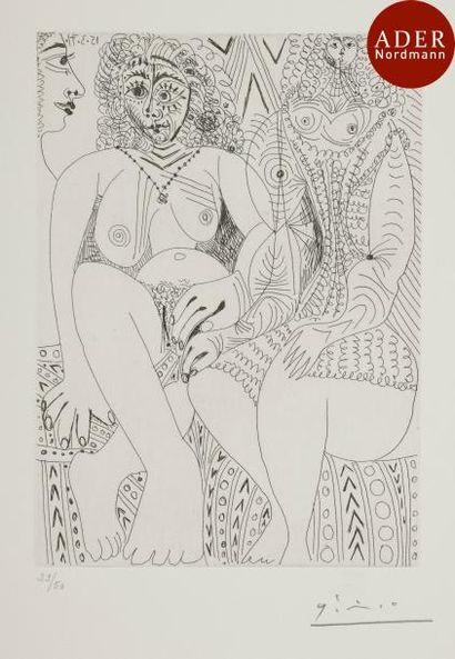 null Pablo Picasso (1881-1973)
 Trois filles, dont une en chemise tricotée. (Les...