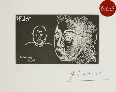 null Pablo Picasso (1881-1973)
 Autoportrait avec une femme. (Les 156¸ pl. 149)....