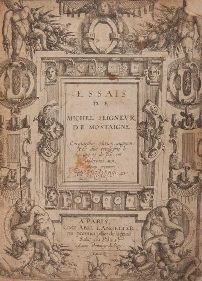 null MONTAIGNE (Michel de).
Essais de Michel seigneur de Montaigne. Cinquiesme edition,...