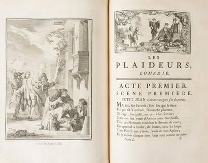 null RACINE (Jean).
Œuvres.
Paris, 1760. — 3 volumes in-4, 282 x 212 : portrait,...