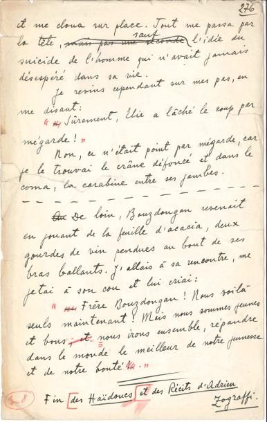 null Panaït ISTRATI (1884-1935). Manuscrit autographe signé, Les Récits d’Adrien...