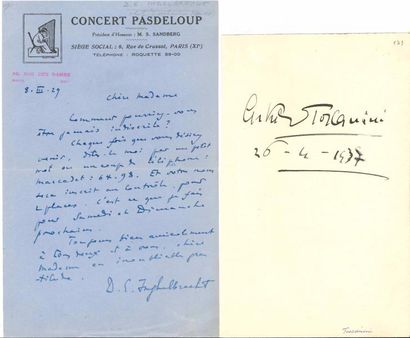 null Chefs d’orchestre. 8 lettres ou pièces (dont 3 L.A.S.), 1908-1941.
 Philippe...