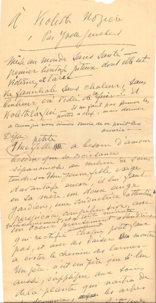 null Yvette GUILBERT (1867-1944). Manuscrit autographe signé, À Violette Nozière,...
