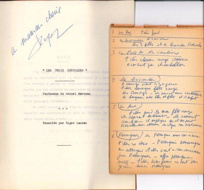 null [Marcel MARCEAU (1923-2007)]. Roger LAURAN (1913-2016). Manuscrit autographe,...