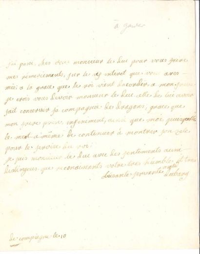 null Jeanne Bécu, comtesse DU BARRY (1743-1793) maîtresse de Louis XV. L.A.S. « Dubary »,...