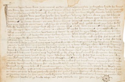 null CAYLUS. 28 chartes, 1335-1349, portant des sceaux manuels de notaires ; parchemins...