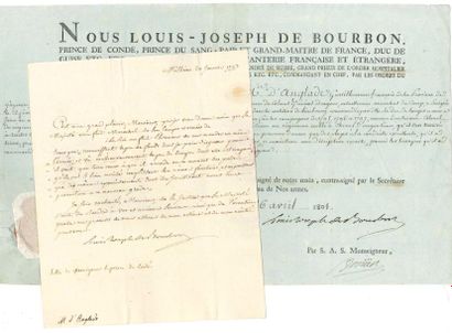 null Louis-Joseph de Bourbon, prince de CONDÉ. 2 P.S., Q.G. d’Überlingen ou de Feistritz...
