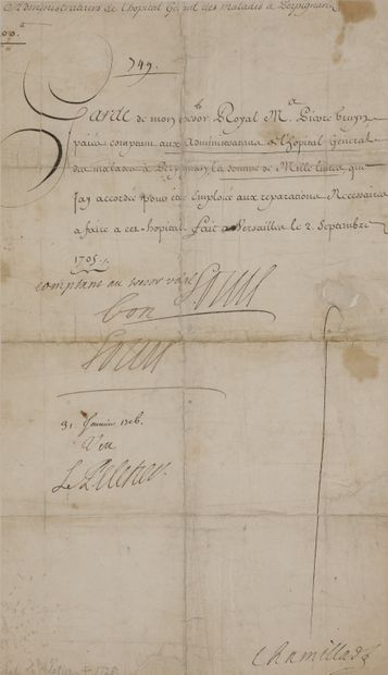 null LOUIS XIV. P.S. avec apostille autographe « bon Louis », Versailles 2 septembre...