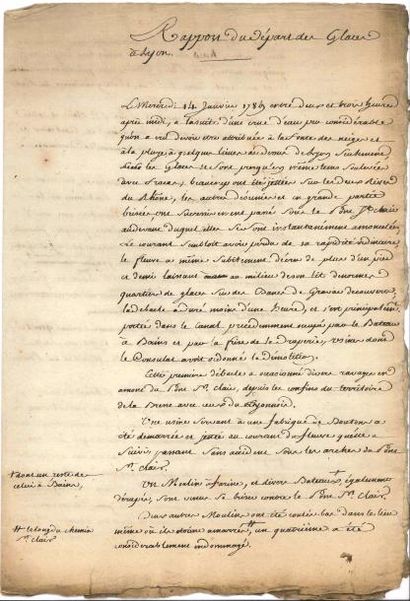 null LYON. 4 lettres ou pièces, dont 3 L.S., 1789 et s.d. ; 8 pages in-fol. 
 [Lyon...