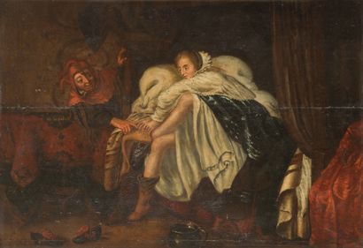 null Dans le goût de Pieter CODDE
La surprise
Panneau
65 x 46 cm
Restaurations anciennes...