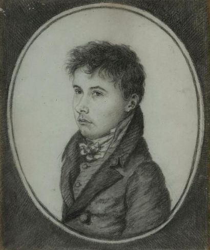 null École FRANçAISE DU XIXe siècle
Portrait de jeune homme en buste.
Pierre noire...