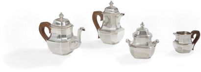 null Service thé café en argent composé de quatre pièces : cafetière, théière, pot...