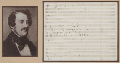 null Gaetano DONIZETTI (1797-1848). Manuscrit musical autographe ; 1 page oblong...