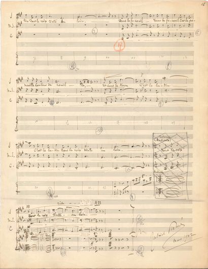 null Gabriel PIERNÉ (1863-1937). Manuscrit musical autographe signé, [Ronde des fées],...