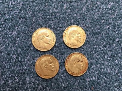 null 4 pièces de 20 Francs en or Type Napoléon III, tête nue - Tranche inscrite:...